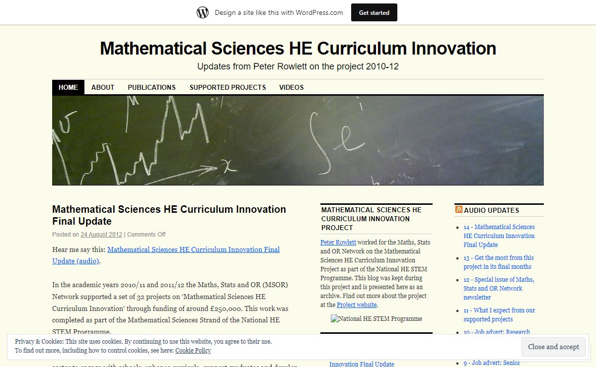 Mathematical Sciences HE Curriculum Innovation | Updates from Peter Rowlett on the project 2010-12