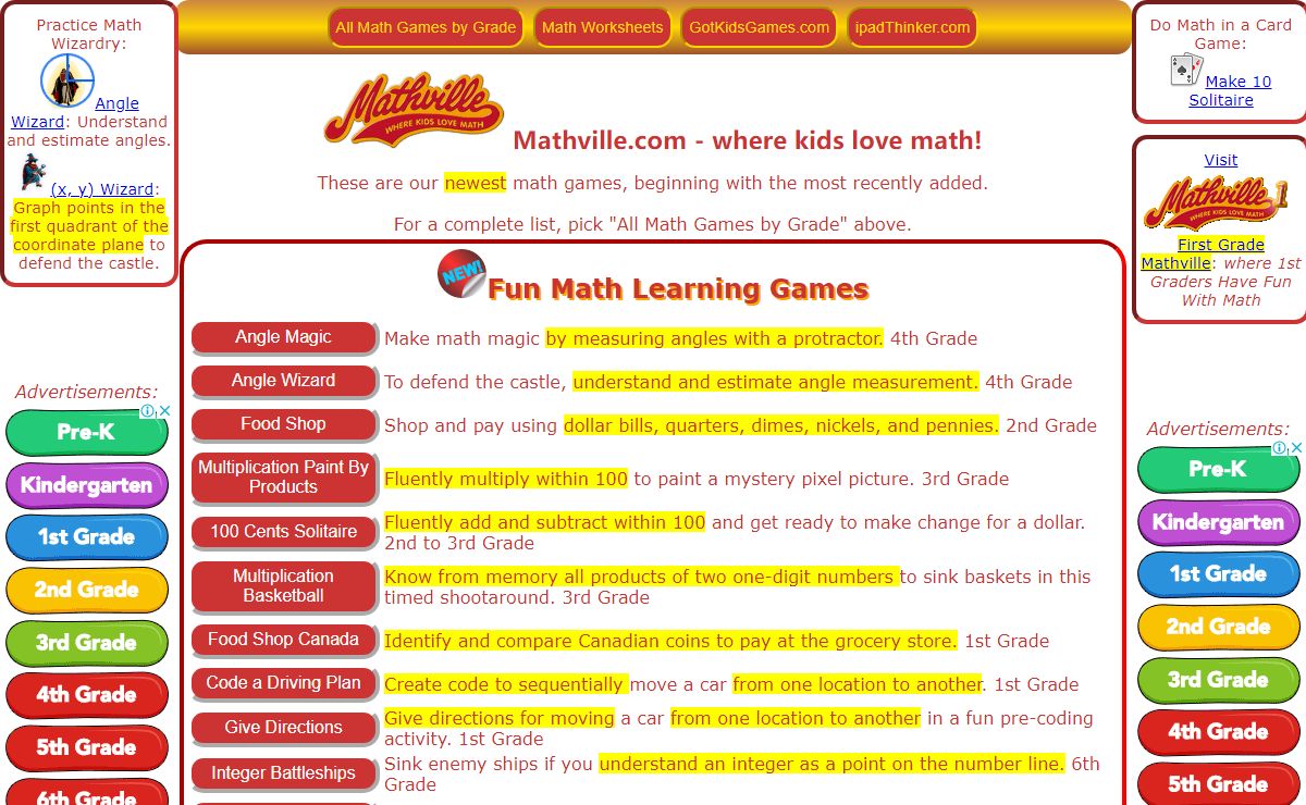 Mathville, Fun Math Learning Games by Courseware Solutions