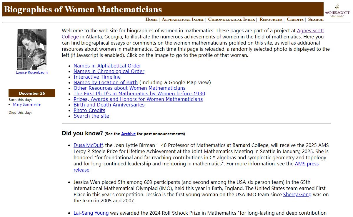 Women Mathematicians, Sponsored by Agnes Scott College