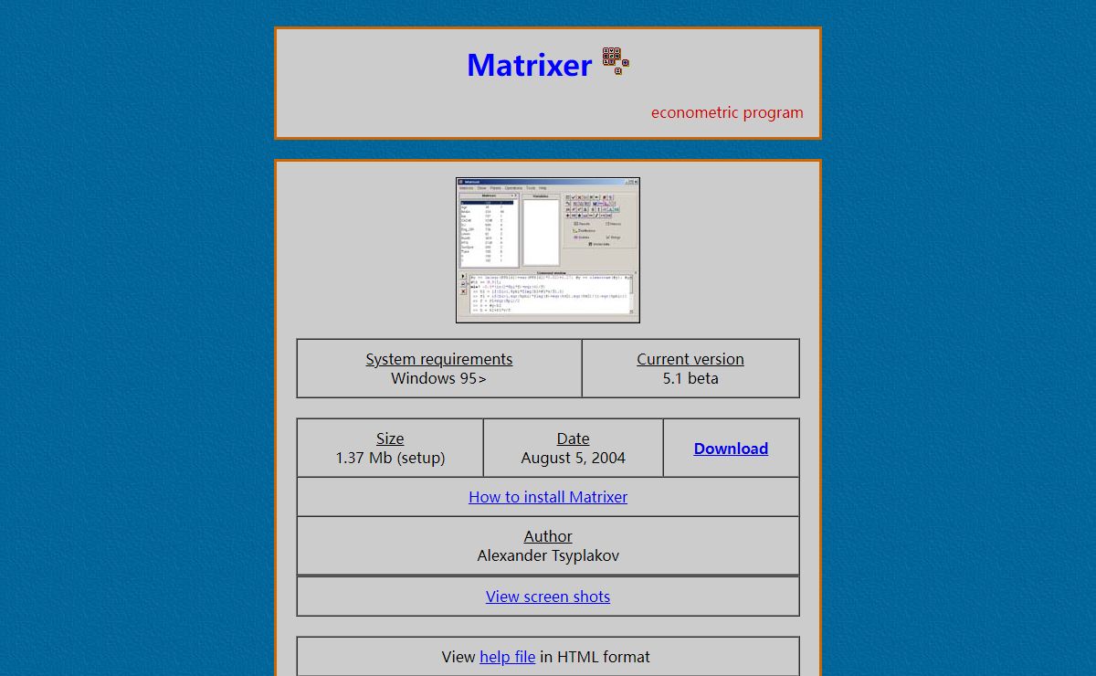 Matrixer econometric program