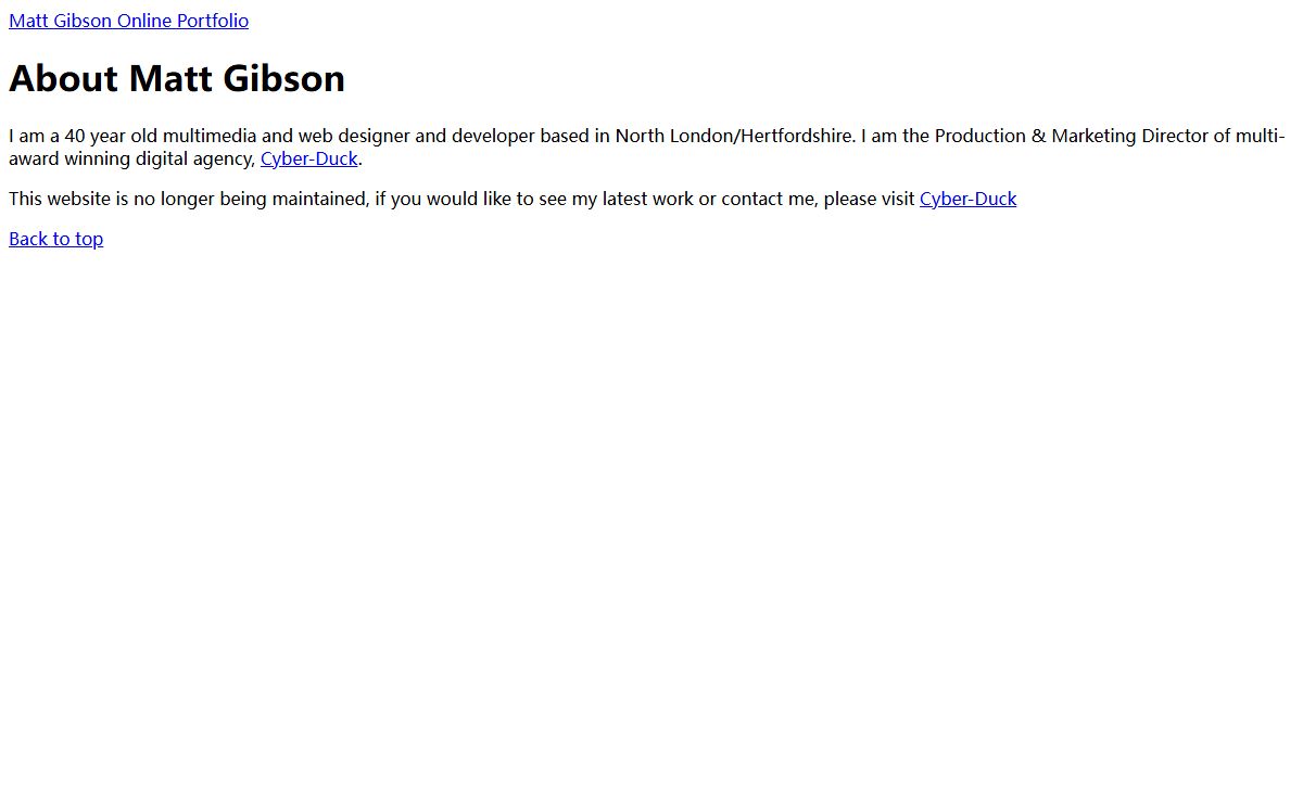 About Matt Gibson - Web Designer based in Hertfordshire/London