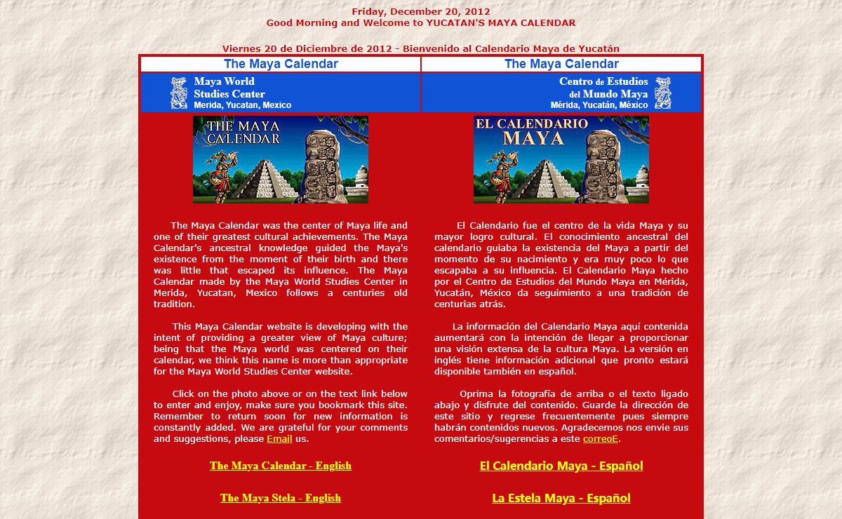 me to The Maya Calendar - Maya World Studies Center - Merida Yucatan Mexico - Bienvenido al Calendario Maya - Centro de Estudios del Mundo Maya - Mérida, Yucatán, México - Welco