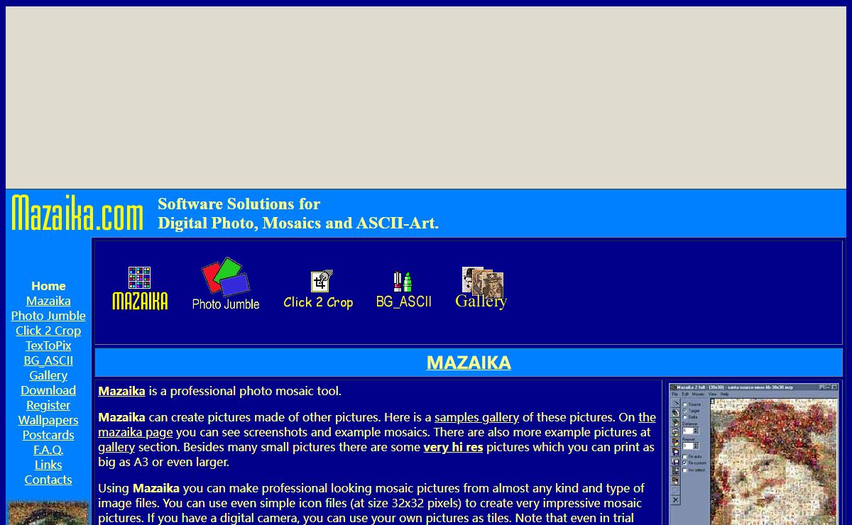 Mazaika.com - Software Solutions for Photo Mosaics, Digital Photo and ASCII-Art.