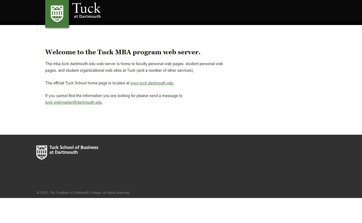Tuck School of Business | MBA Program Web Server