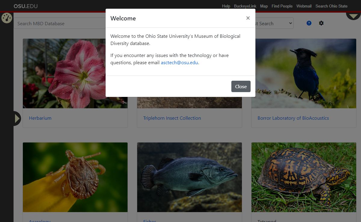 Public Database - Museum of Biological Diversity