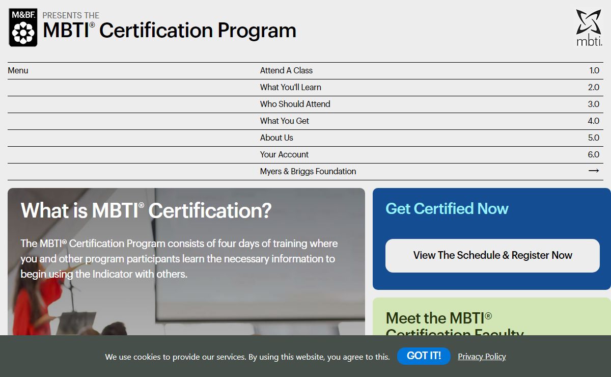 Myers & Briggs Certification