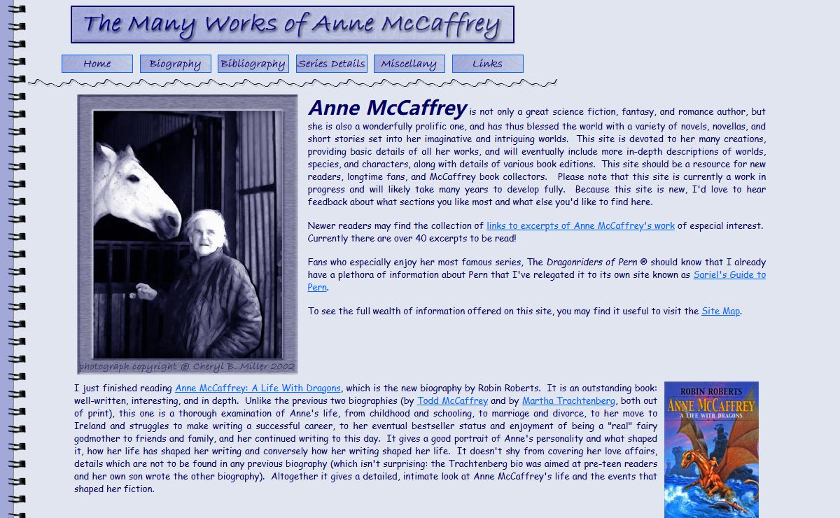 Anne McCaffrey - bibliography, biography, book and short story details, and more about Anne McCaffrey