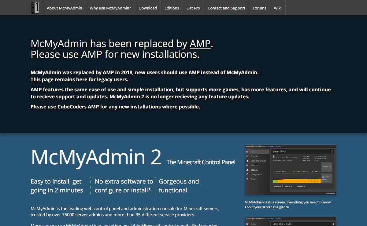 McMyAdmin - The Minecraft Web Admin Panel