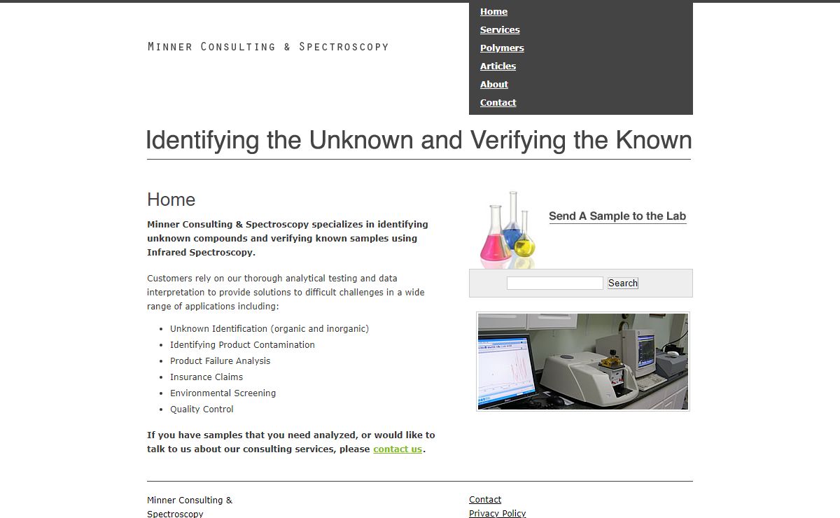 Minner Consulting & Spectroscopy, LLCMinner Consulting and Spectroscopy - Identifying Unknown and Verifying Known Samples