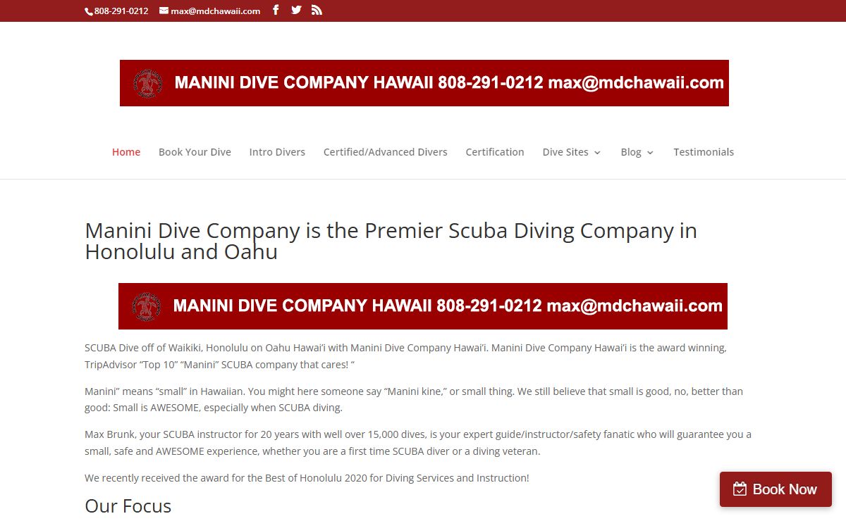 Manini Dive Company Hawaii | The Small Company That Still Cares