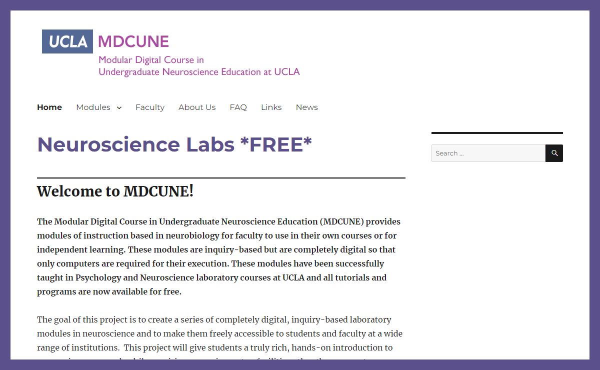 Modular Digital Course in Undergraduate Neuroscience Education
