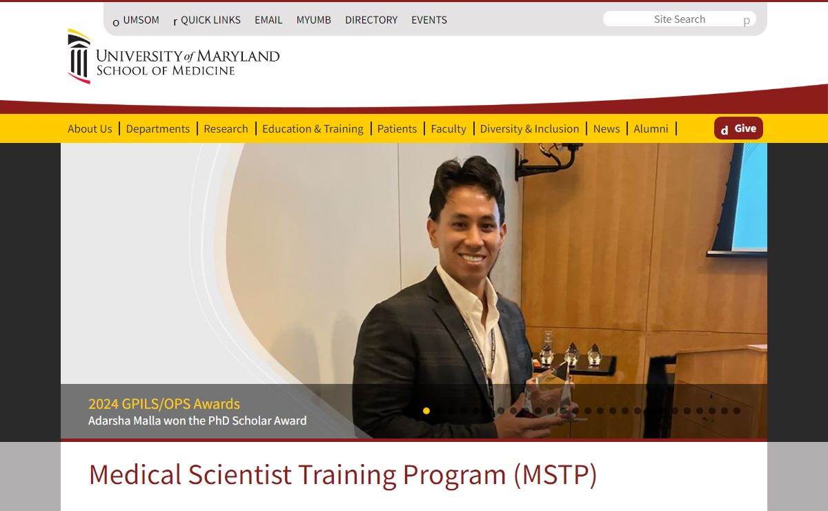 Medical Scientist Training Program (MSTP) | University of Maryland School of Medicine