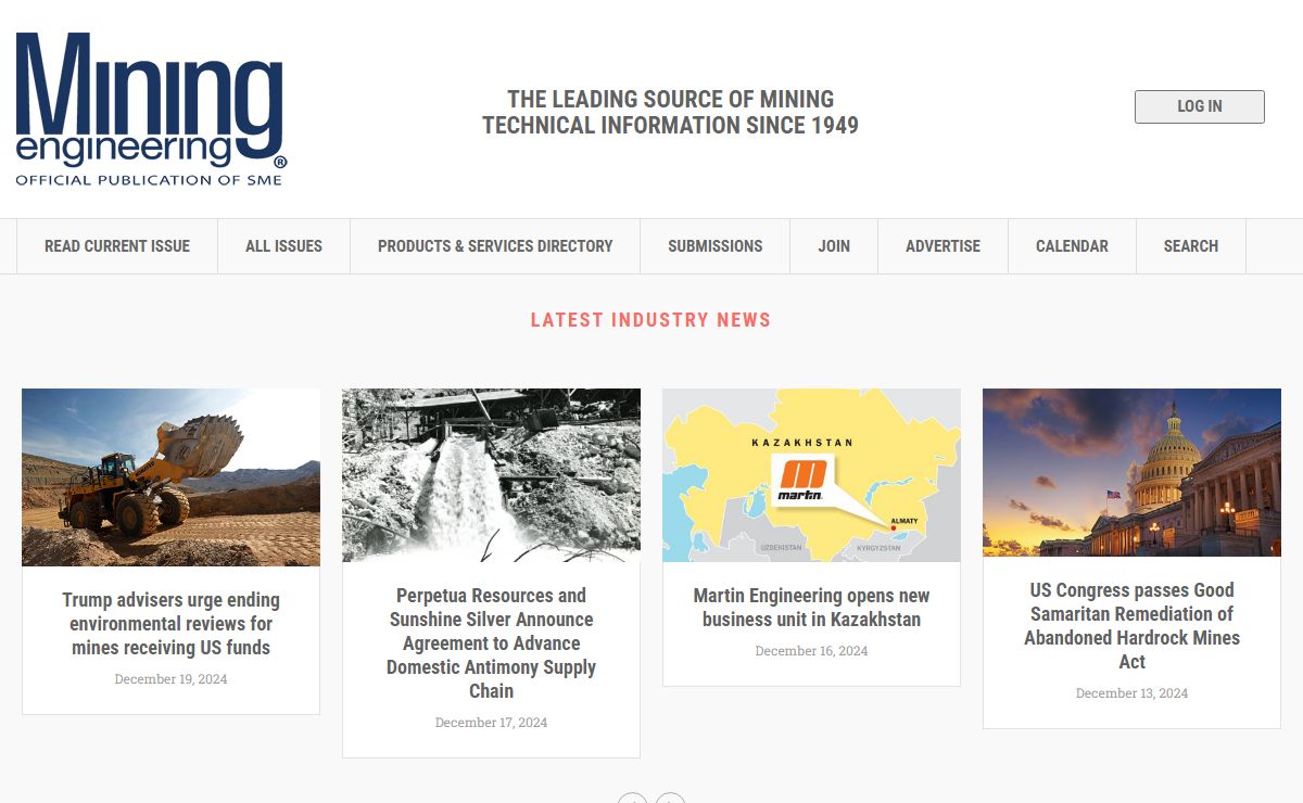 Mining Engineering Online - Official Publication of SME