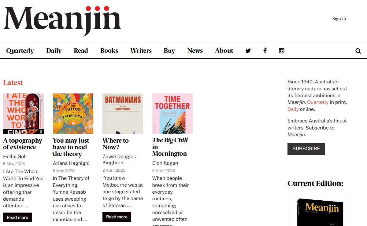Meanjin – The Finest New Writing in Australia