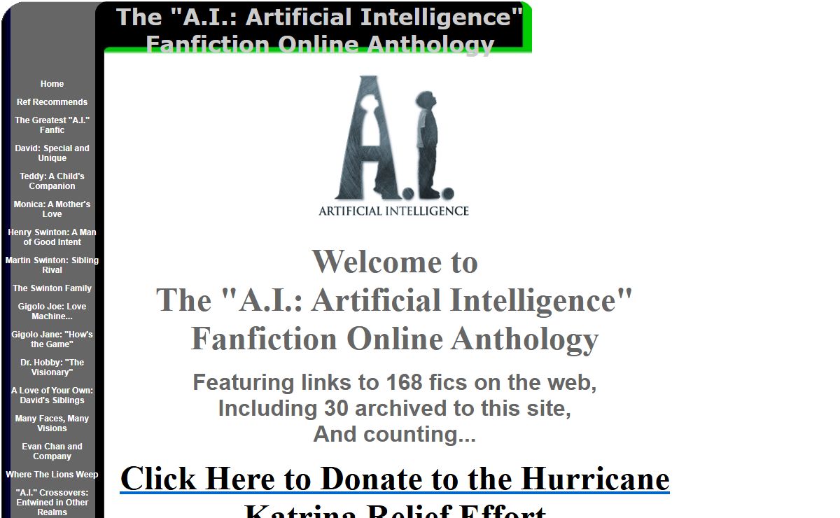 The "A.I.: Artificial Intelligence" Fanfiction Online Anthology
