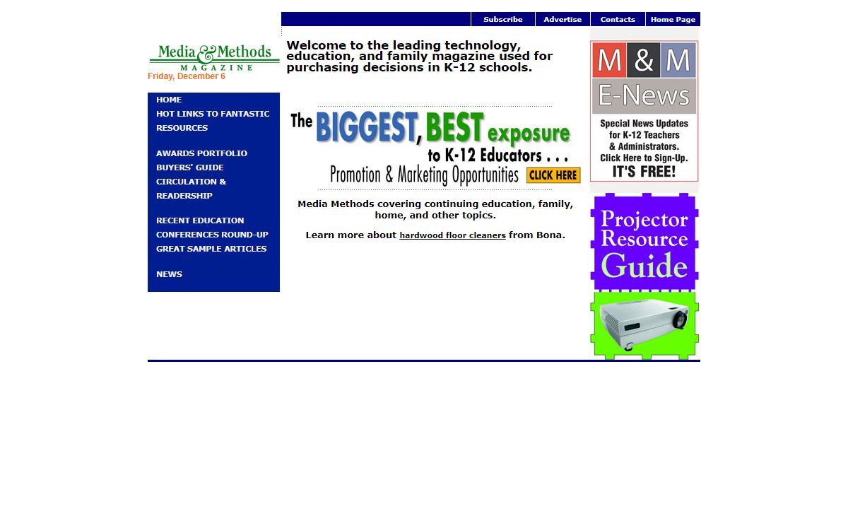 Media Methods Magazine, Family, Education, CLE, and Home