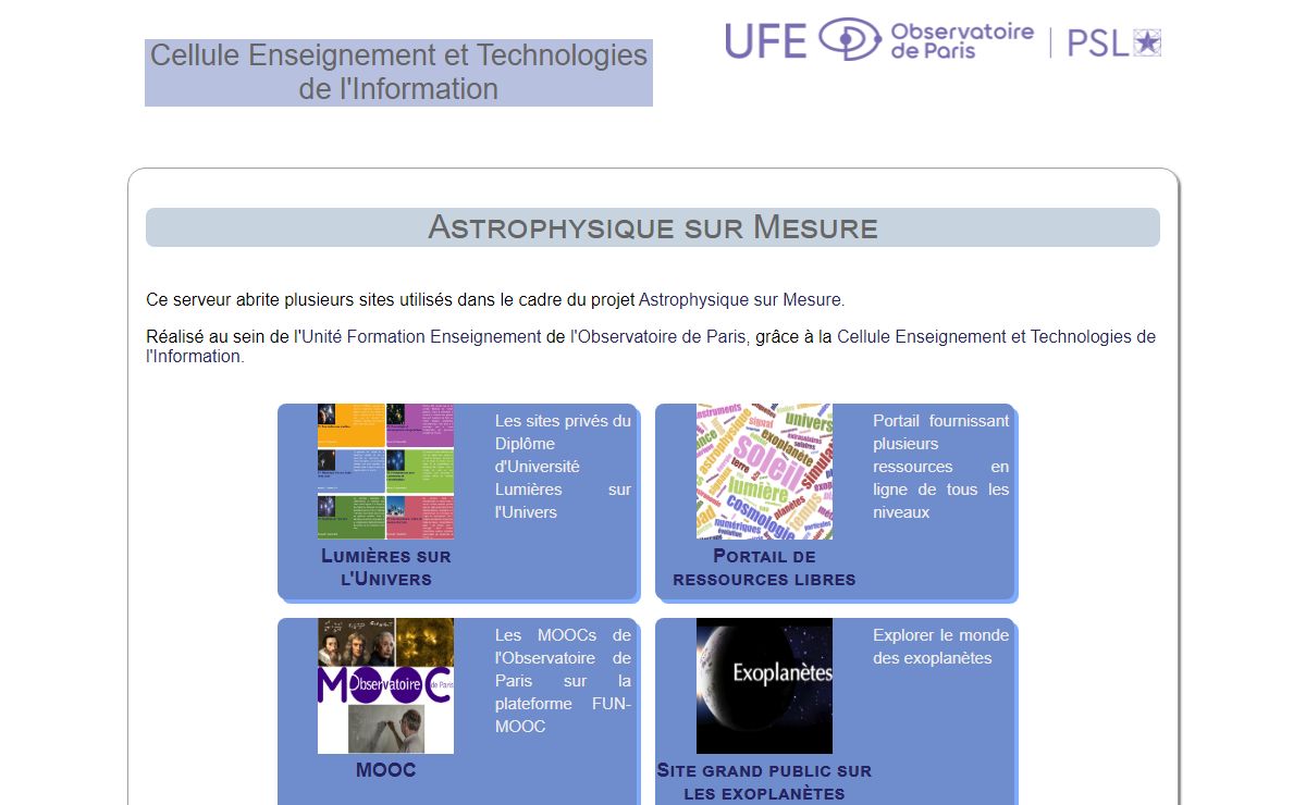 Astrophysique sur Mesure