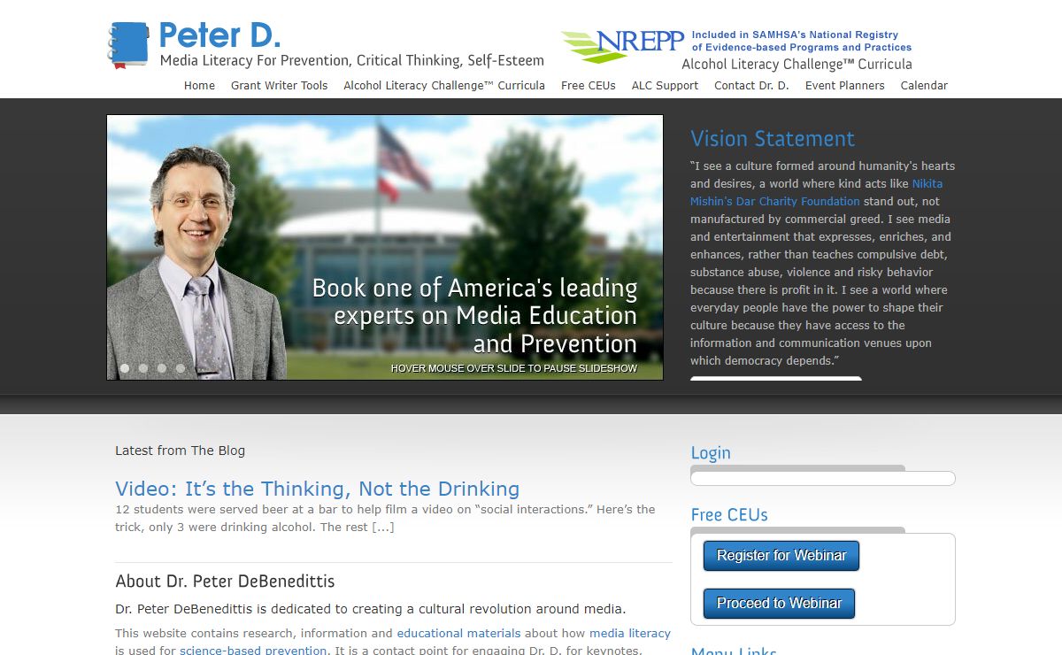 Dr. Peter DeBenedittis – Media Literacy for Prevention, Critical Thinking, Self Esteem