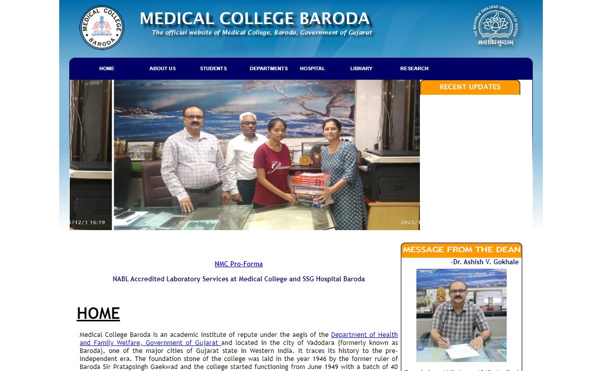 Medical College, Baroda - About Us - Administration