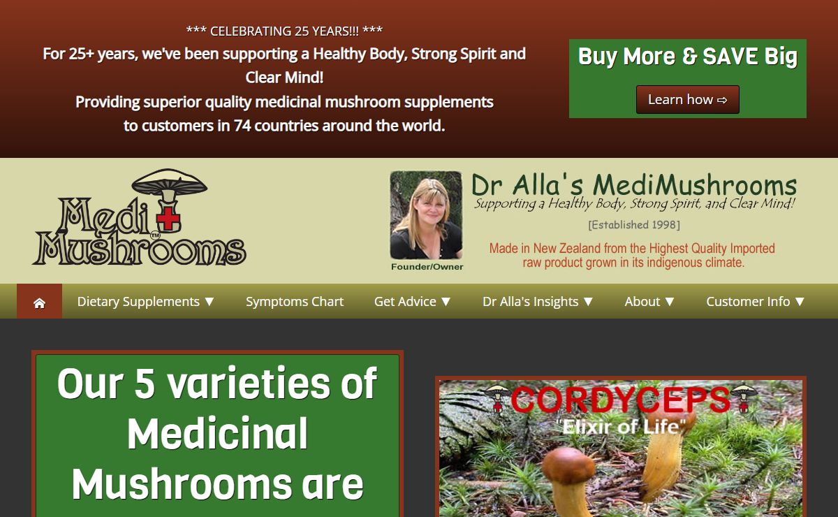 Dr Alla's MediMushrooms » Powerful Medicinal Mushroom Supplements NZ ~ Organic Functional Mushrooms NZ