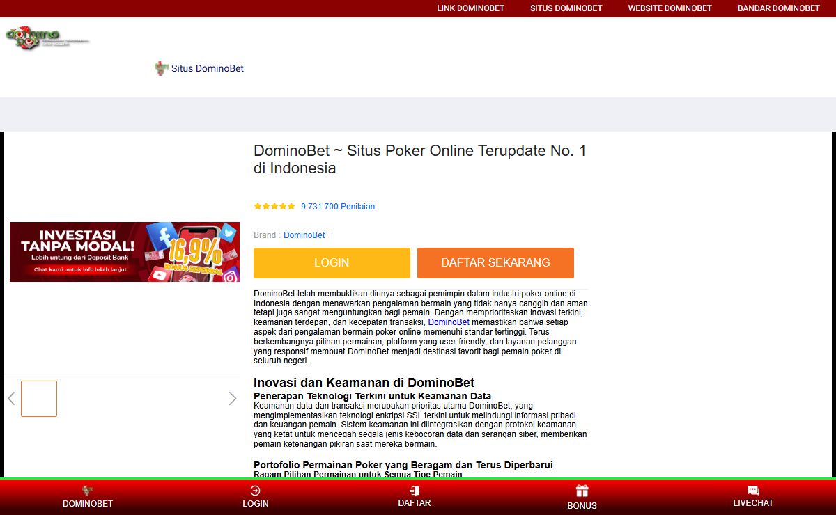 DominoBet ~ Situs Poker Online Terupdate No. 1 di Indonesia