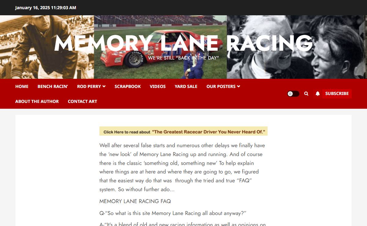 Home | Memory Lane Racing