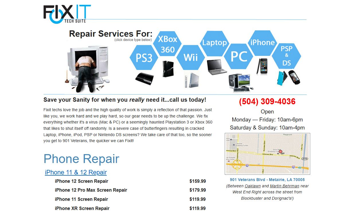 Fixit Repairs Laptop (PC & Mac), iPhone, iPad Repairs Metairie | New Orleans