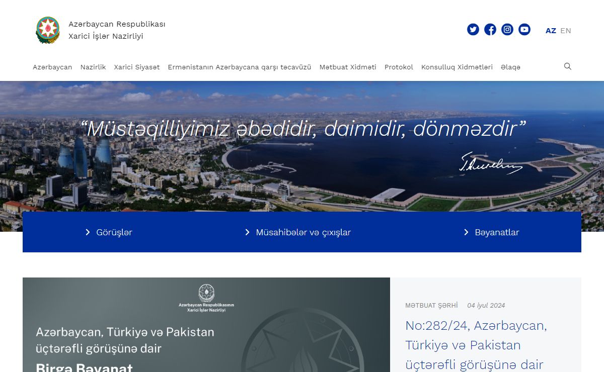 AZƏRBAYCAN RESPUBLİKASI XARİCİ İŞLƏR NAZİRLİYİ