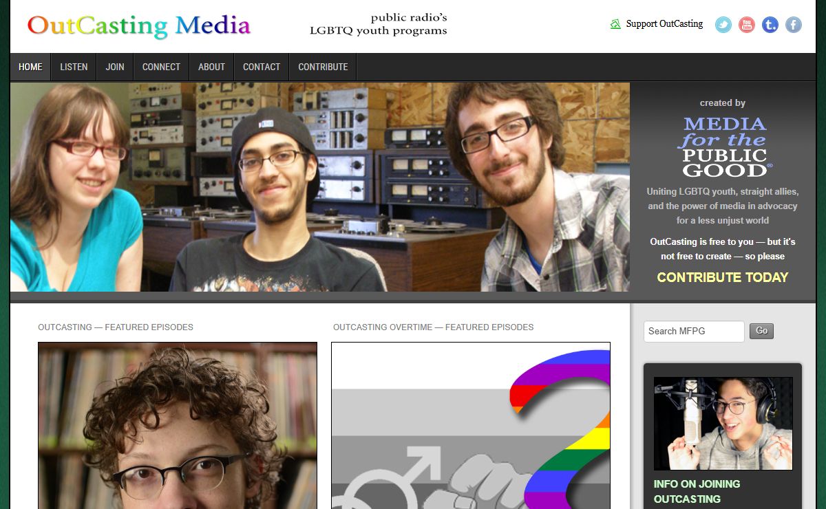 Media for the Public Good, Inc., home of Outcasting, public radio's LGBTQ youth program
