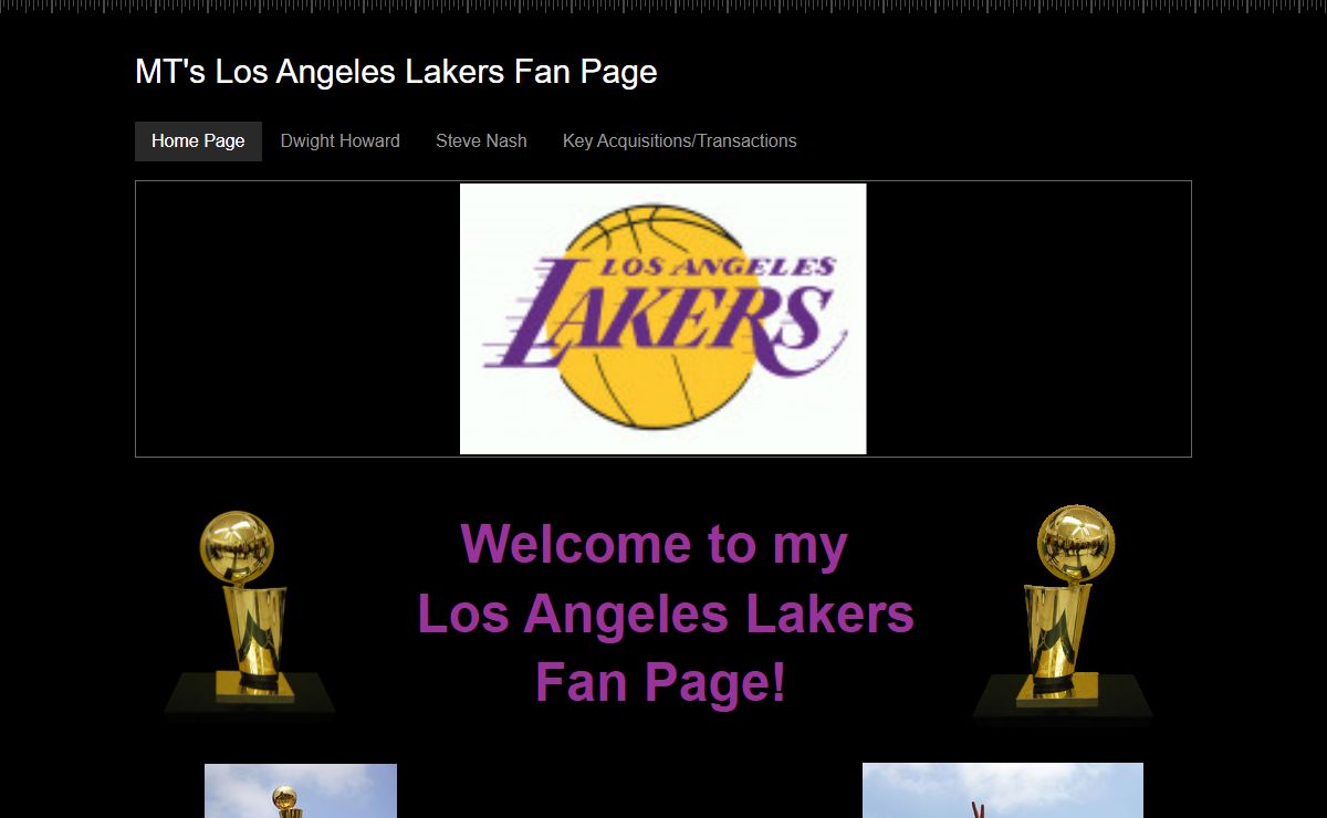 MT's Los Angeles Lakers Fan Page - Home Page