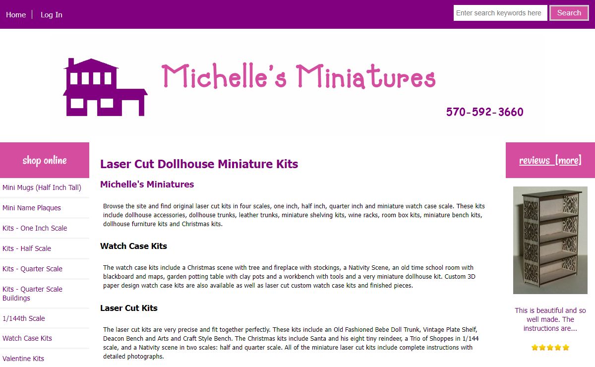 Michelle's Miniatures, Laser Cut Dollhouse Miniature Kits in All Scales