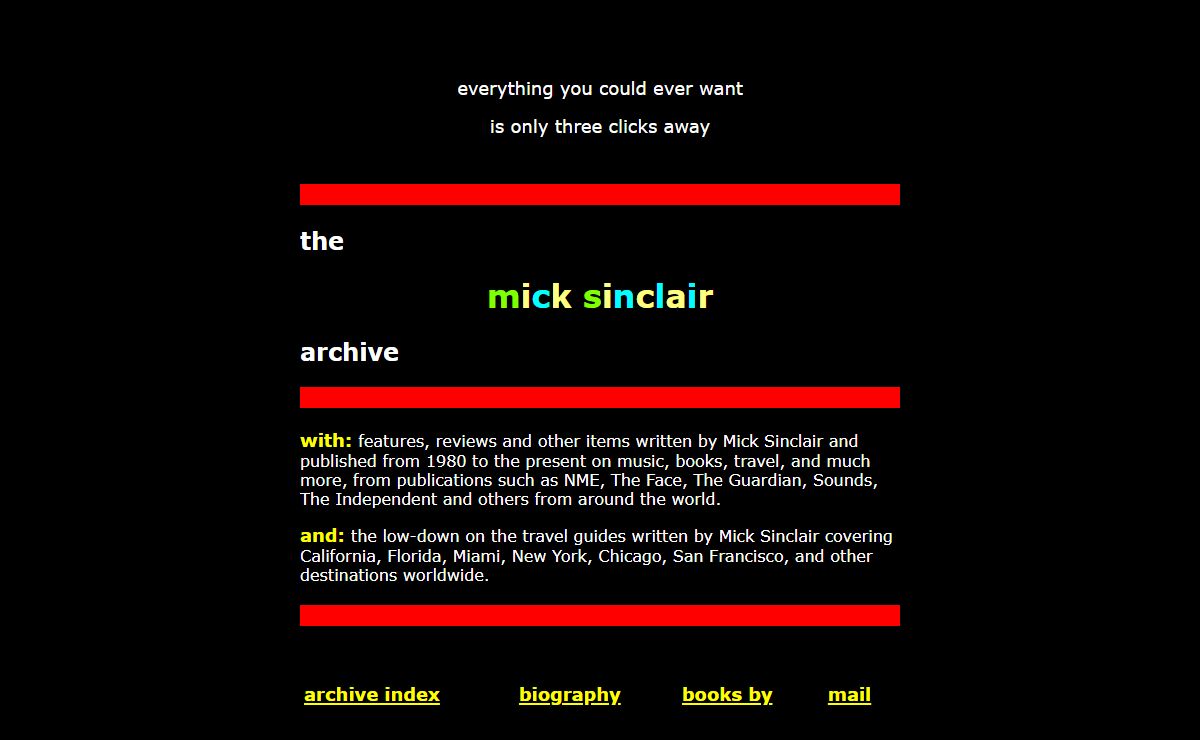 The Mick Sinclair Archive