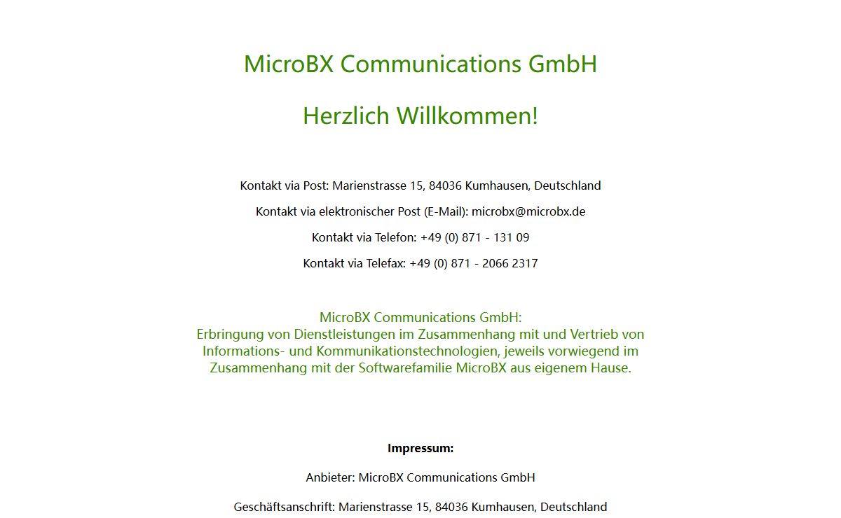 MicroBX Communications GmbH, Marienstrasse 15, 84036 Kumhausen, Deutschland
