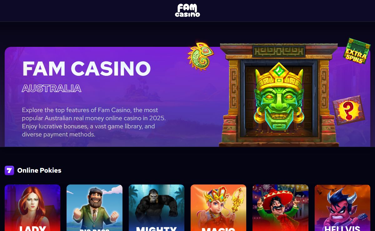 Fam Casino Online in Australia - Real Money Pokies and Casino Games