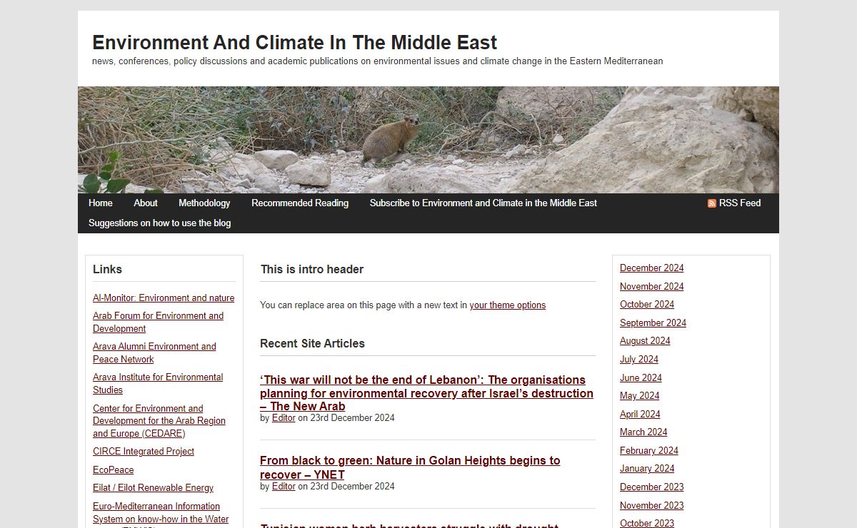 Environment and Climate in the Middle East - news, conferences, policy discussions and academic publications on environmental issues and climate change in the Eastern Mediterranean