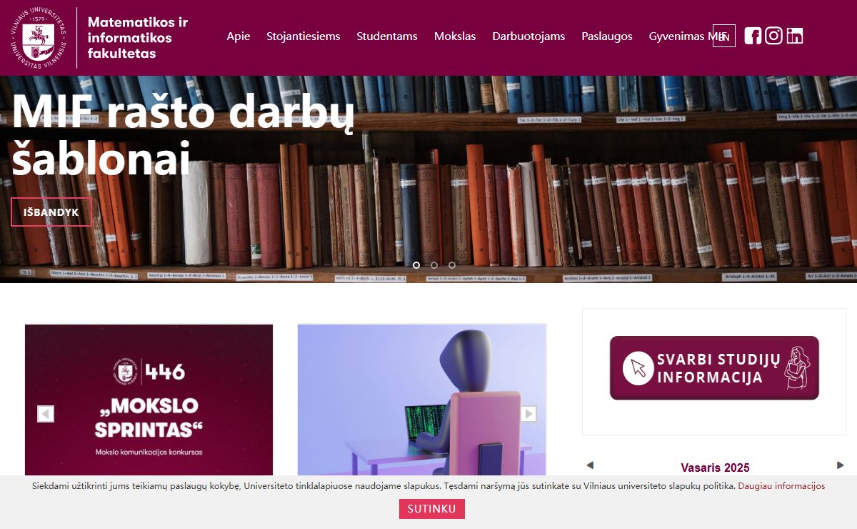 VU Matematikos ir informatikos fakultetas - Pradžia