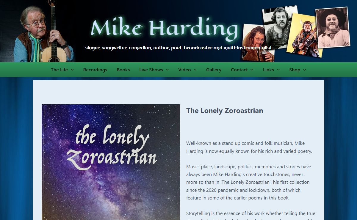 Mike Harding – singer, songwriter, comedian, author, poet, broadcaster and multi-instrumentalist
