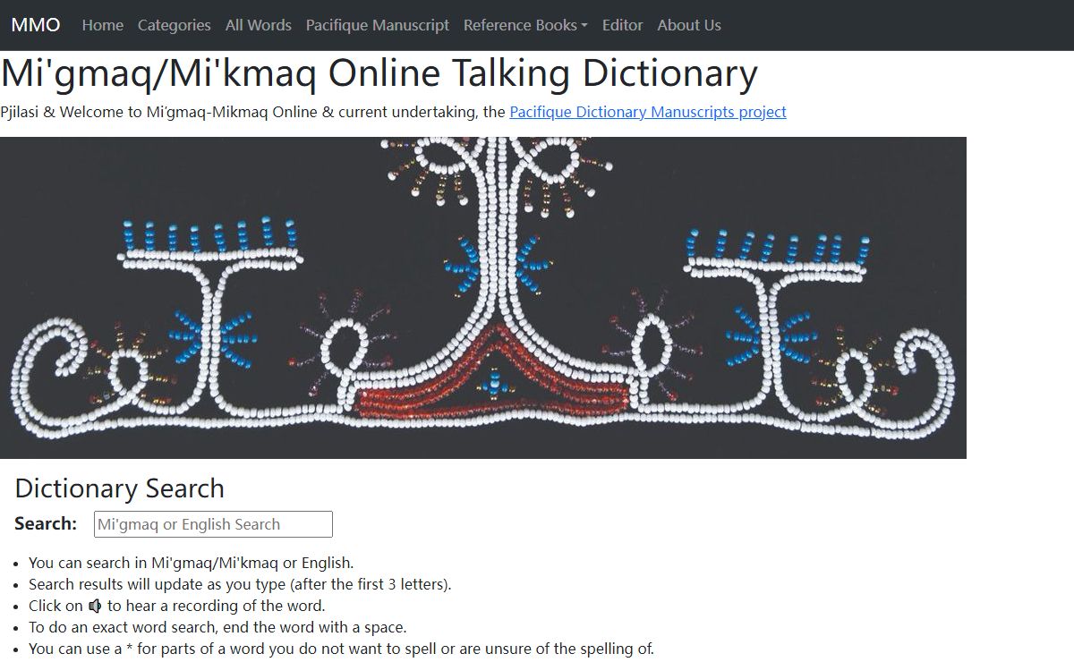 Mi'gmaq/Mi'kmaq Online Talking Dictionary
