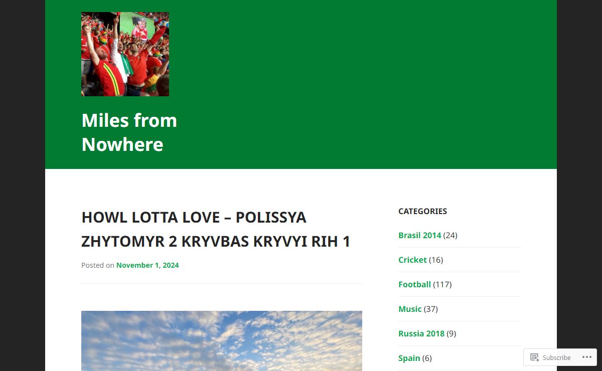 Miles from Nowhere | Sport, music, Ukraine, Wales