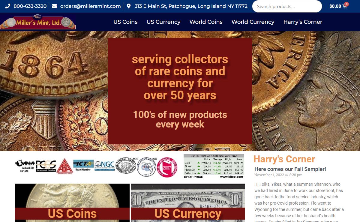 Millers Mint – Serving collectors of rare coins and currency