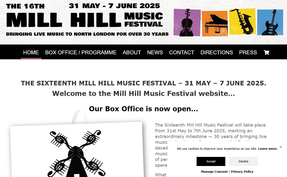 The 16th Mill Hill Music Festival - May 31st - June 7th 2025