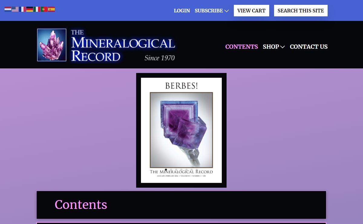 Contents : Mineralogical Record