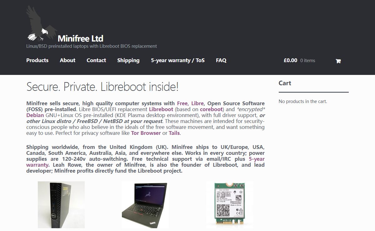 Minifree Ltd – Linux/BSD preinstalled laptops with Libreboot BIOS replacement
