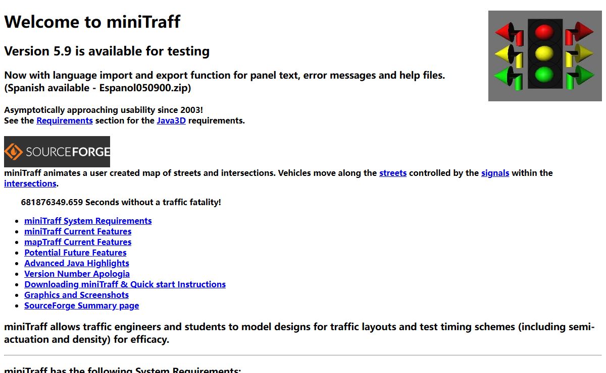 The miniTraff home page