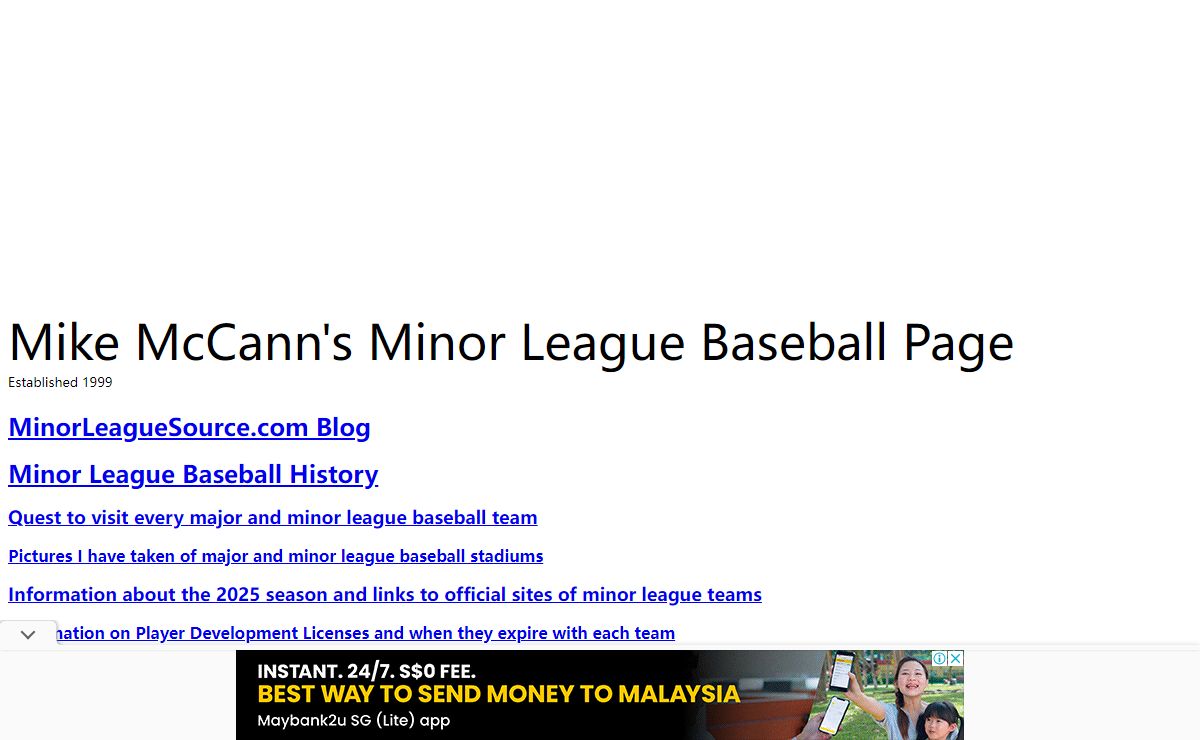 Mike McCann's Minor League Baseball Page