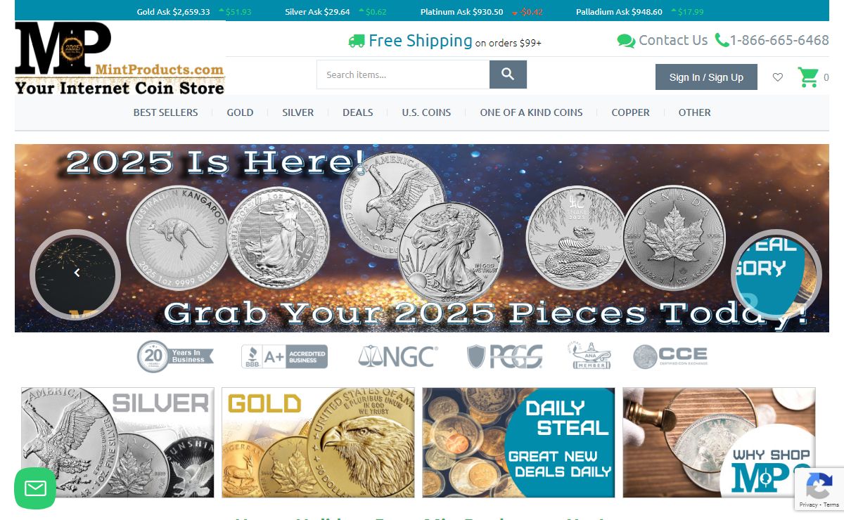 MintProducts > Buy Gold & Silver Coins and Bullion| Online Coin Dealer | MintProducts.com | Free shipping on Orders $99 or More