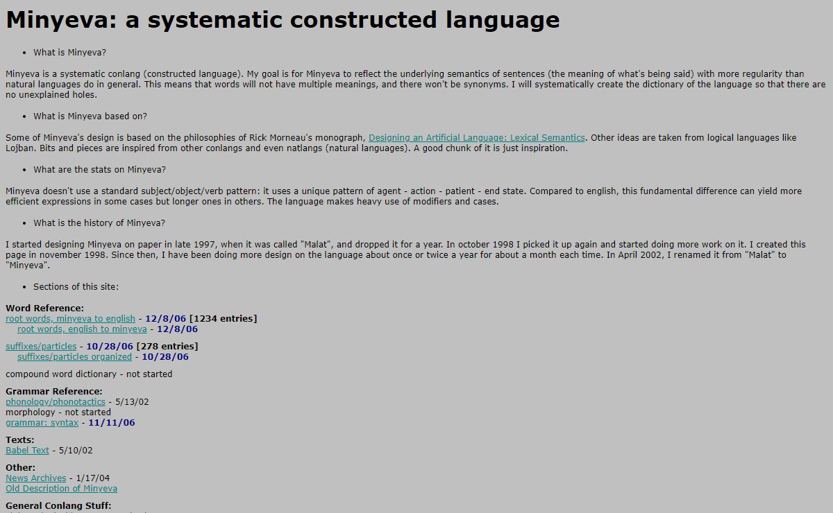 Minyeva: a systematic constructed language