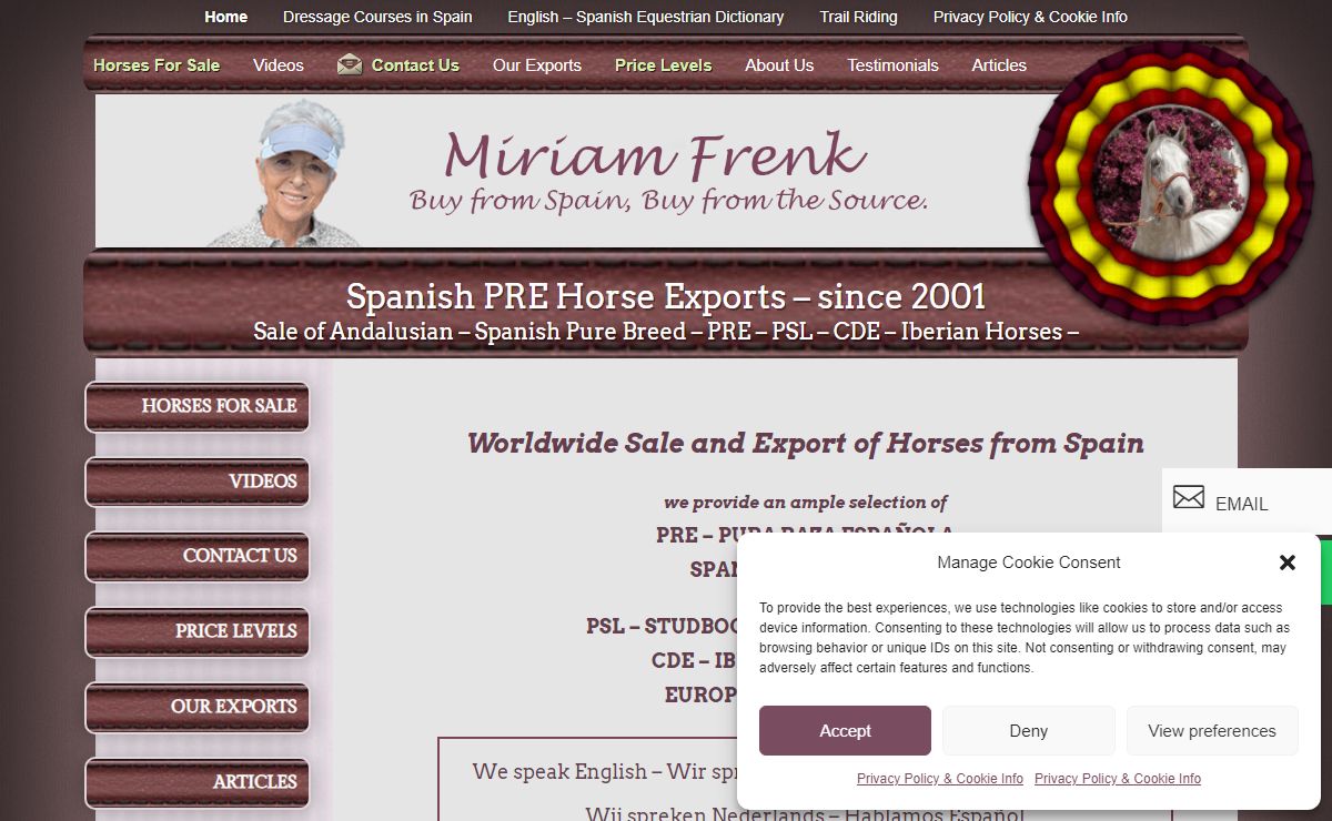Miriam Frenk - Andalusian Horses for Sale From Spain