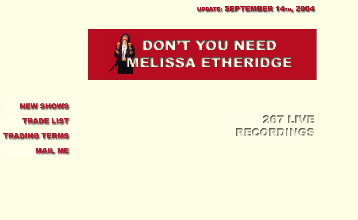 melissa etheridge bootleg trade list