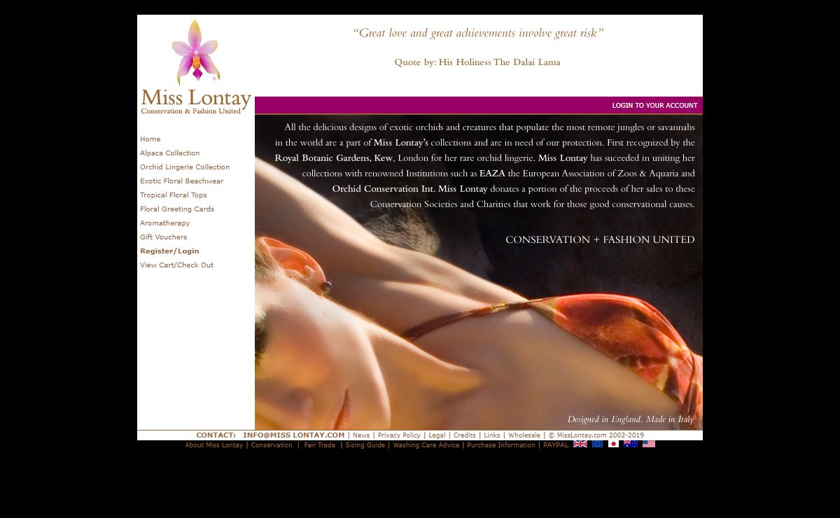 Silk Lingerie and Swimwear with Exotic Orchid Designs by British Designer Miss Lontay